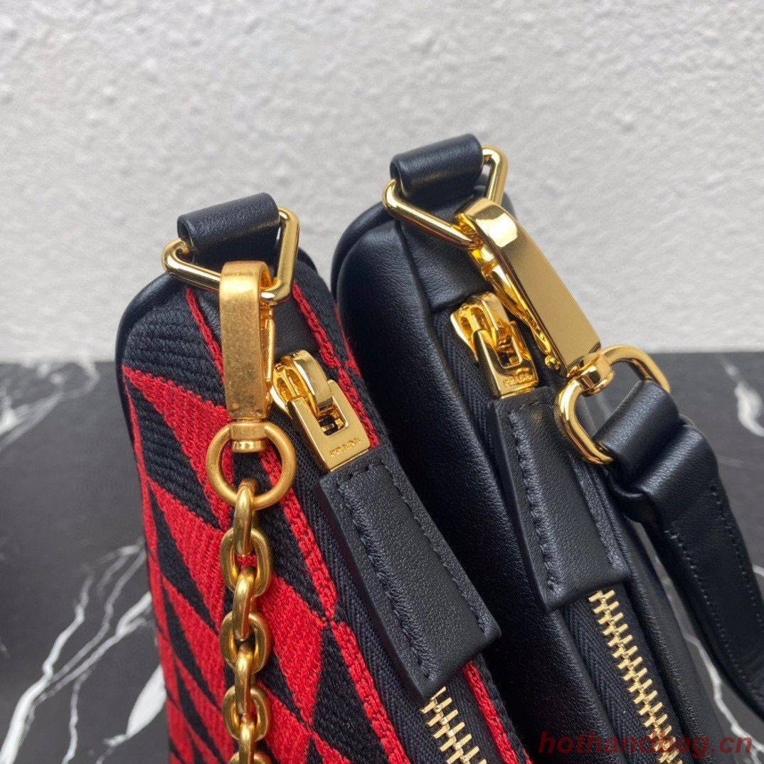 Prada Symbole leather and fabric mini bag 1BC176 Red Prada Symbole leather and fabric mini bag 1BC176 Red