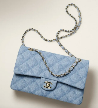 CHANEL CLASSIC HANDBAG Printed Denim & Gold-Tone Metal 1112 Light Blue CHANEL CLASSIC HANDBAG Printed Denim & Gold-Tone Metal 1112 Light Blue