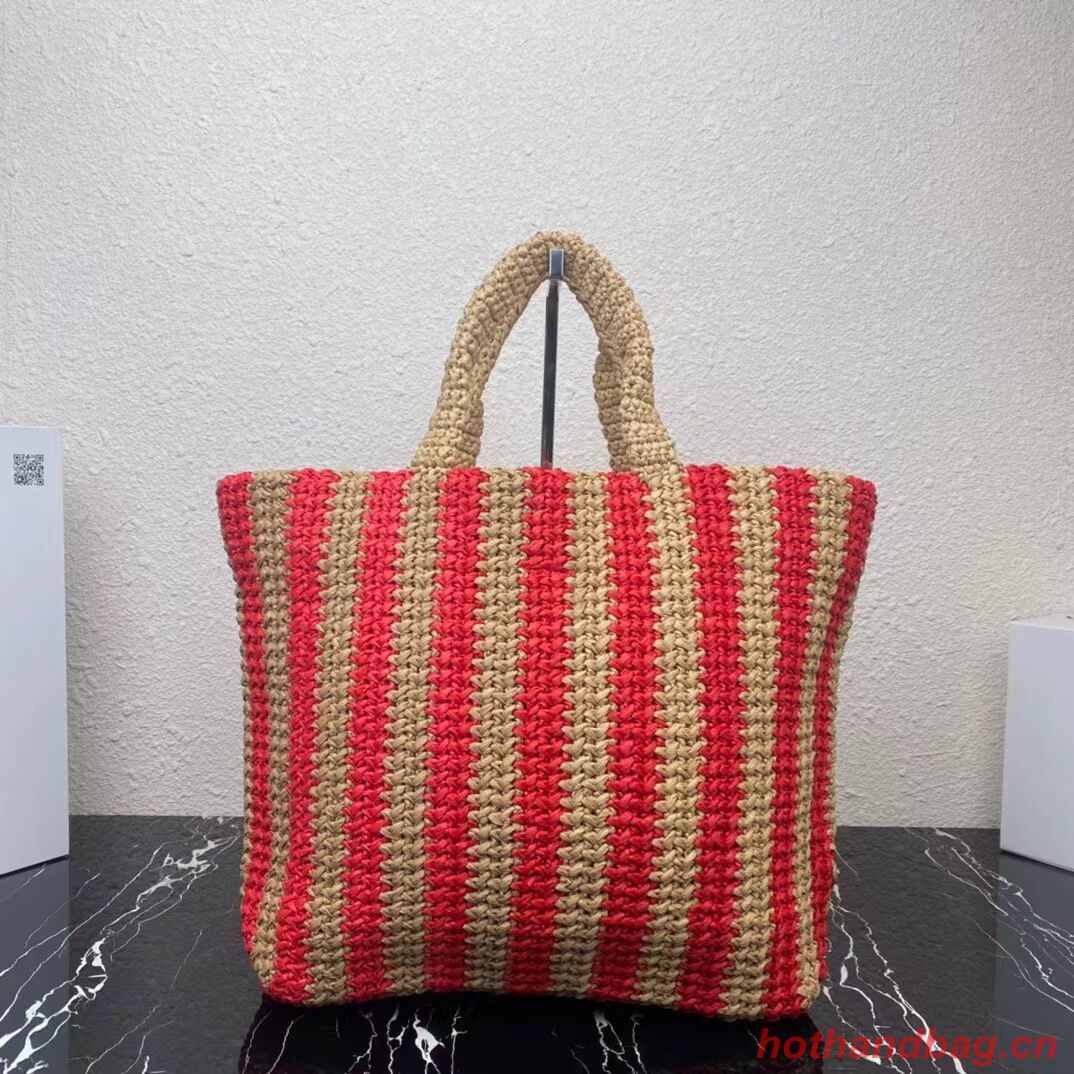 Prada Raffia tote bag 1NE229 red