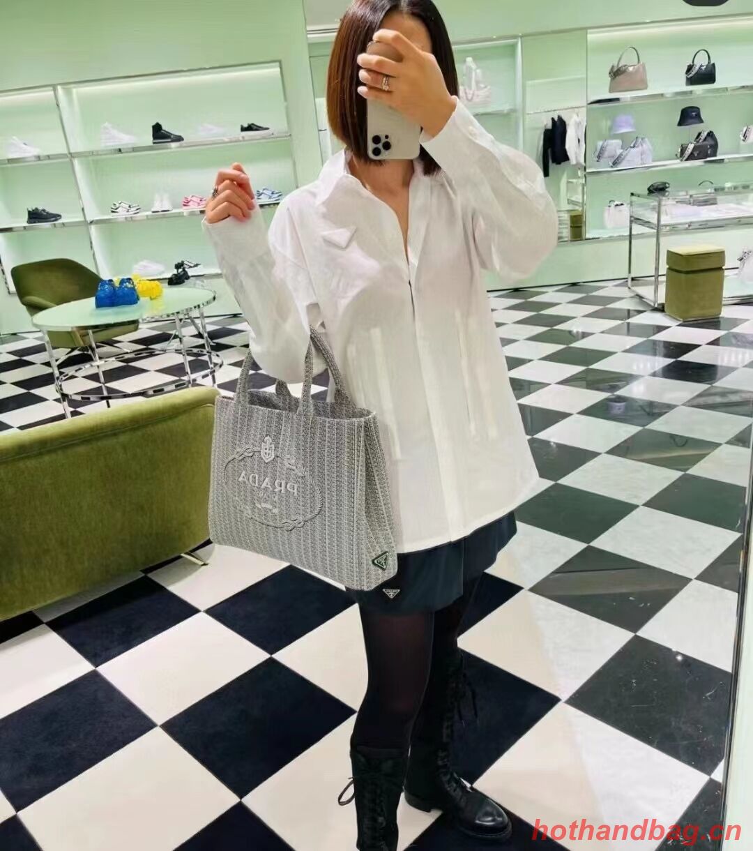 Prada SMALL SHOPPING BAG 1AV333 Black&grey Prada SMALL SHOPPING BAG 1AV333 Black&grey