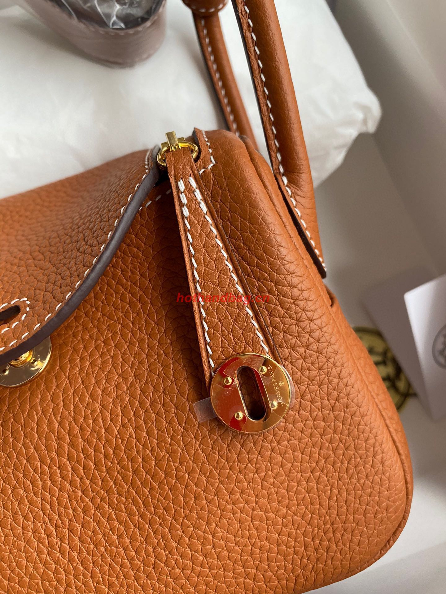 Hermes mini Lindy Original Togo Leather Bag OLD19 brown Hermes mini Lindy Original Togo Leather Bag OLD19 brown