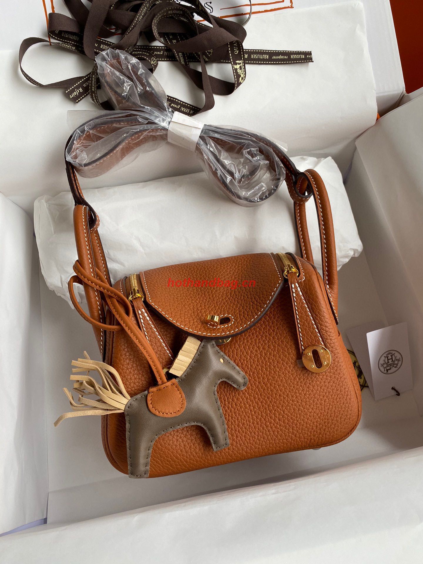 Hermes mini Lindy Original Togo Leather Bag OLD19 brown Hermes mini Lindy Original Togo Leather Bag OLD19 brown