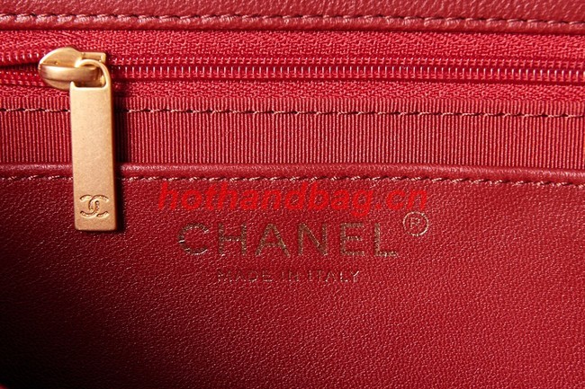 CHANEL FLAP BAG Lambskin & Gold-Tone Metal AS3609 red