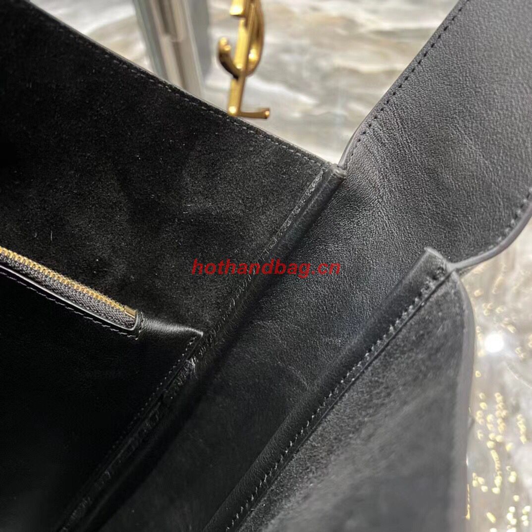 SAINT LAUREN LE 5 A 7 SOFT SMALL HOBO BAG IN SMOOTH LEATHER 713938 black SAINT LAUREN LE 5 A 7 SOFT SMALL HOBO BAG IN SMOOTH LEATHER 713938 black