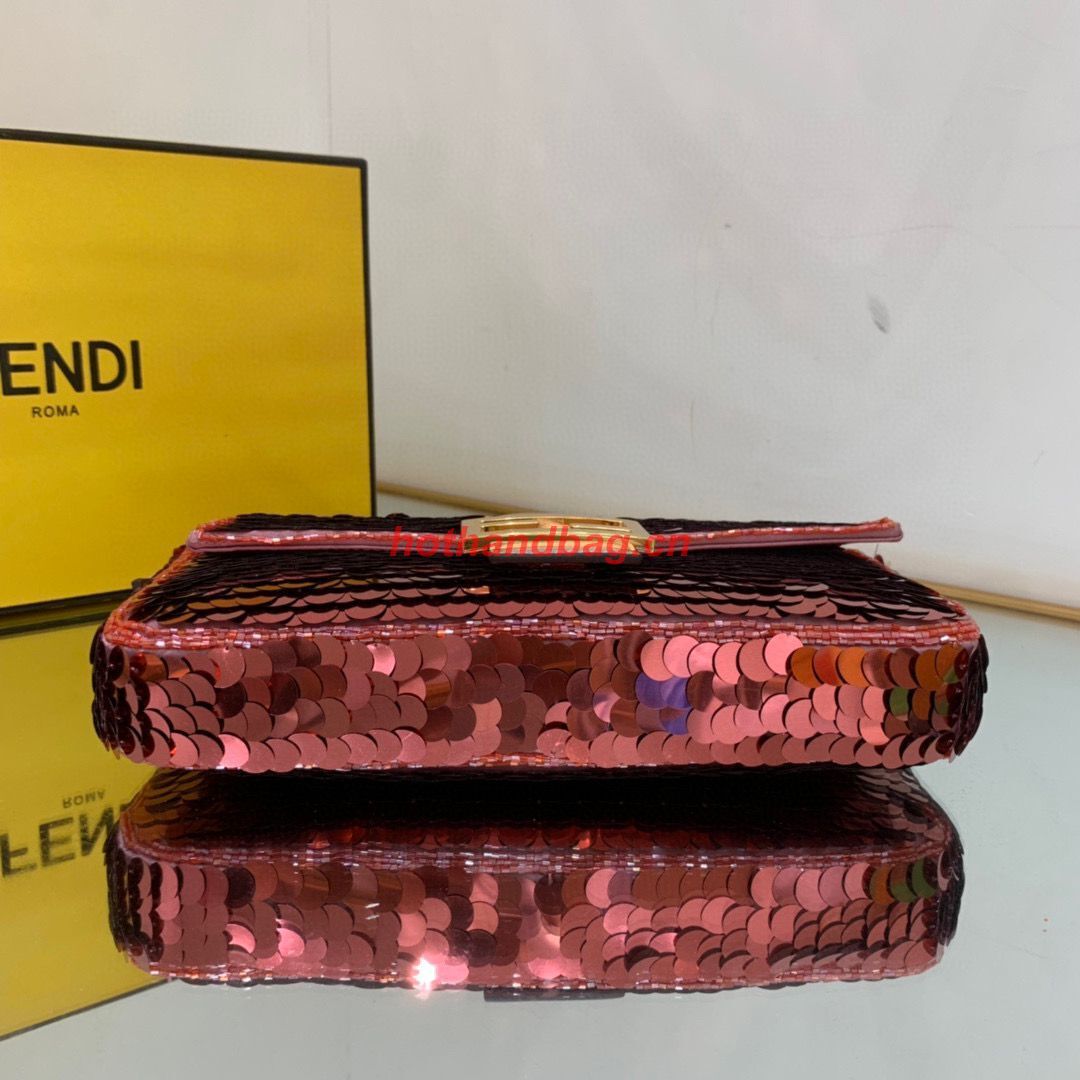 Fendi FF Baguette Gold Metal Sequin Embroidery Bag 2017 Wine Fendi FF Baguette Gold Metal Sequin Embroidery Bag 2017 Wine