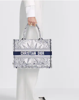 MEDIUM DIOR BOOK TOTE White and Blue Reve d Infini Embroidery M1296ZR MEDIUM DIOR BOOK TOTE White and Blue Reve d Infini Embroidery M1296ZR