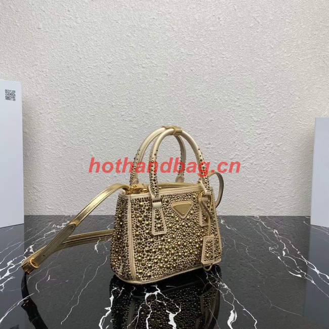 Prada Galleria satin mini-bag with crystals 1BA906 gold