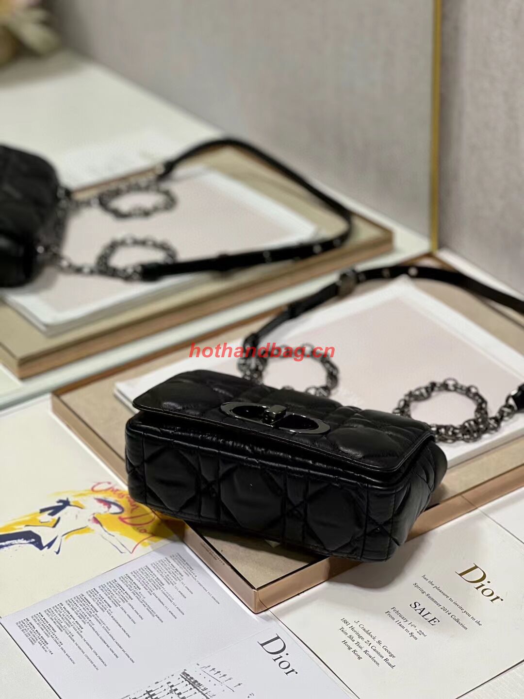 SMALL DIOR CARO BAG Supple Cannage Calfskin M9241U black&black SMALL DIOR CARO BAG Supple Cannage Calfskin M9241U black&black