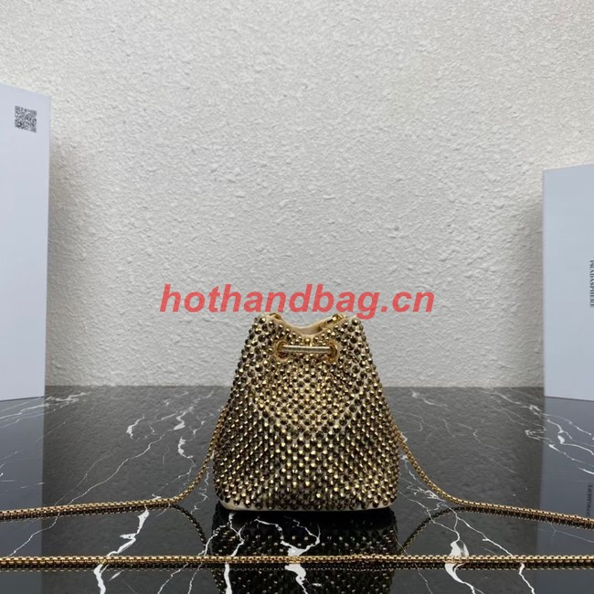 Prada Satin nano-bag with crystals 1NR016 Platinum