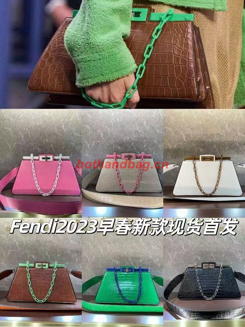 Fendi Peekaboo Cut Medium Alligator pattern bag 8BN340 GRAY Fendi Peekaboo Cut Medium Alligator pattern bag 8BN340 GRAY
