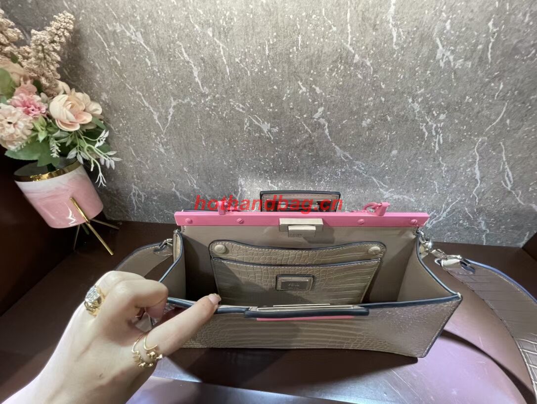 Fendi Peekaboo Cut Medium Alligator pattern bag 8BN340 GRAY Fendi Peekaboo Cut Medium Alligator pattern bag 8BN340 GRAY