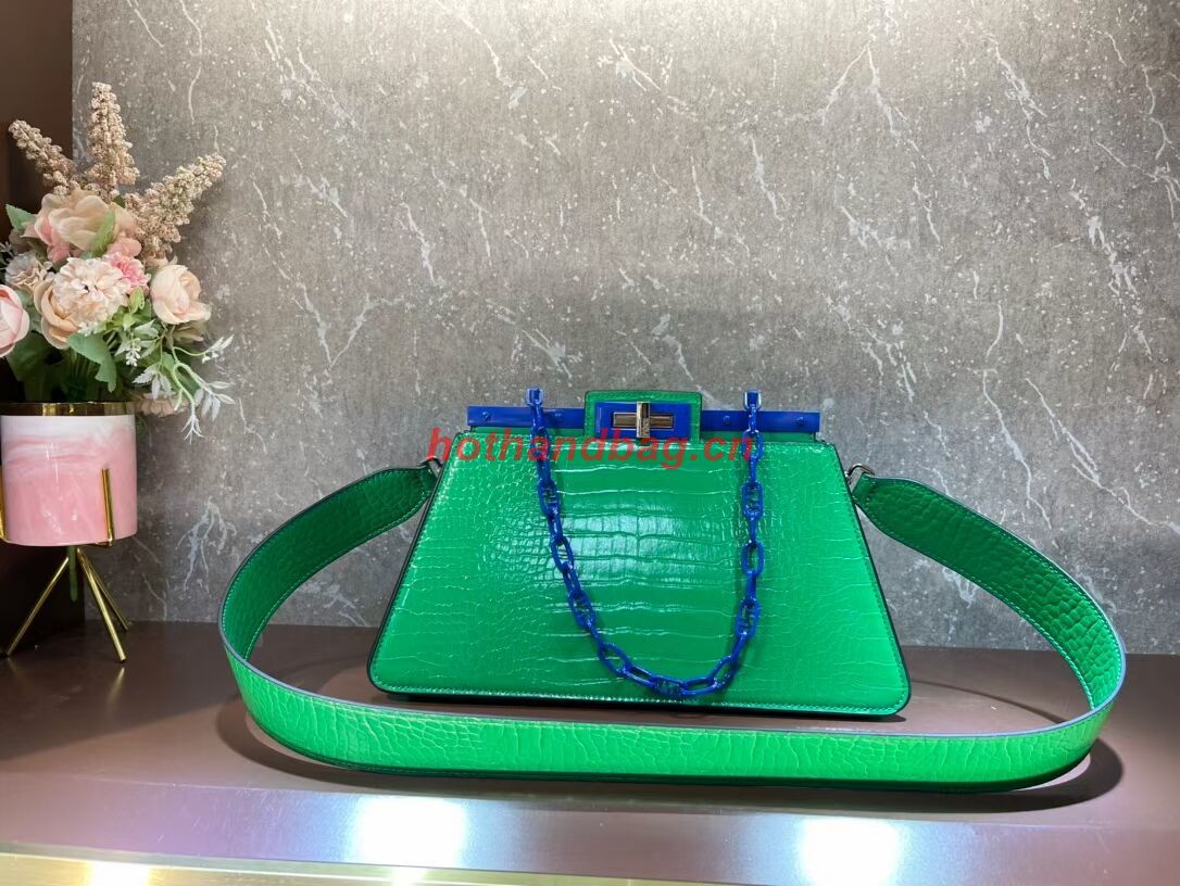Fendi Peekaboo Cut Medium Alligator pattern bag 8BN340 GREEN Fendi Peekaboo Cut Medium Alligator pattern bag 8BN340 GREEN