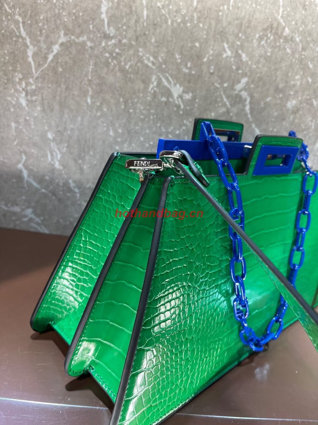 Fendi Peekaboo Cut Medium Alligator pattern bag 8BN340 GREEN Fendi Peekaboo Cut Medium Alligator pattern bag 8BN340 GREEN