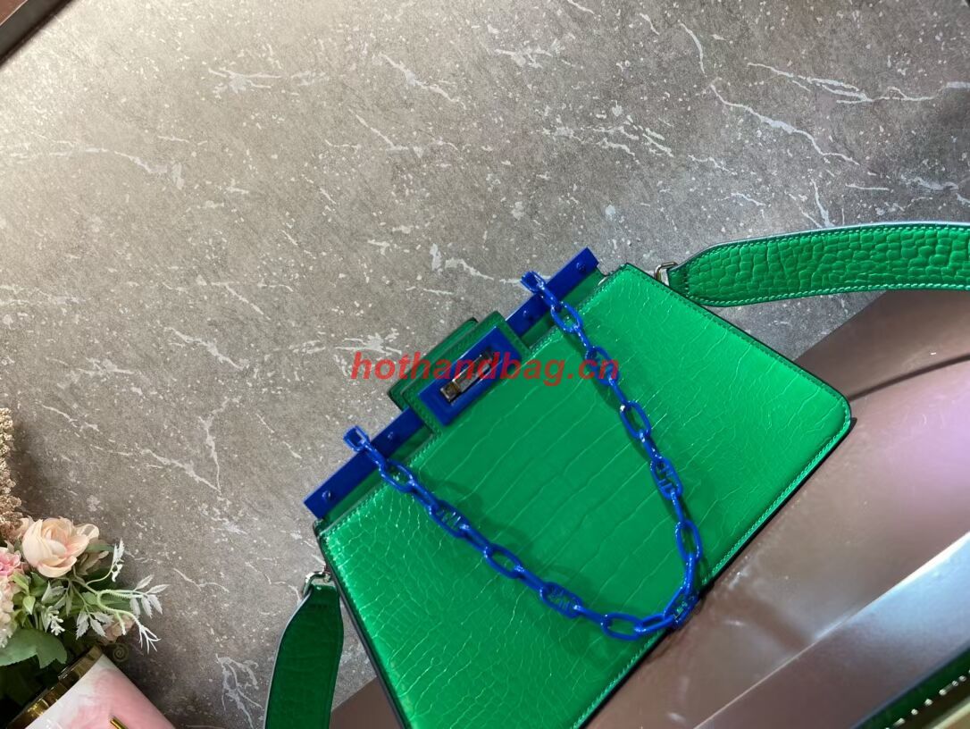 Fendi Peekaboo Cut Medium Alligator pattern bag 8BN340 GREEN Fendi Peekaboo Cut Medium Alligator pattern bag 8BN340 GREEN