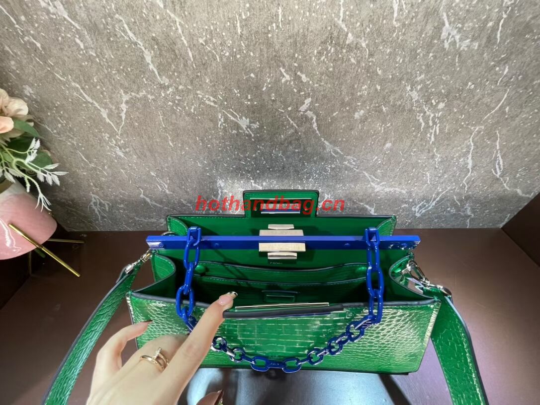 Fendi Peekaboo Cut Medium Alligator pattern bag 8BN340 GREEN Fendi Peekaboo Cut Medium Alligator pattern bag 8BN340 GREEN