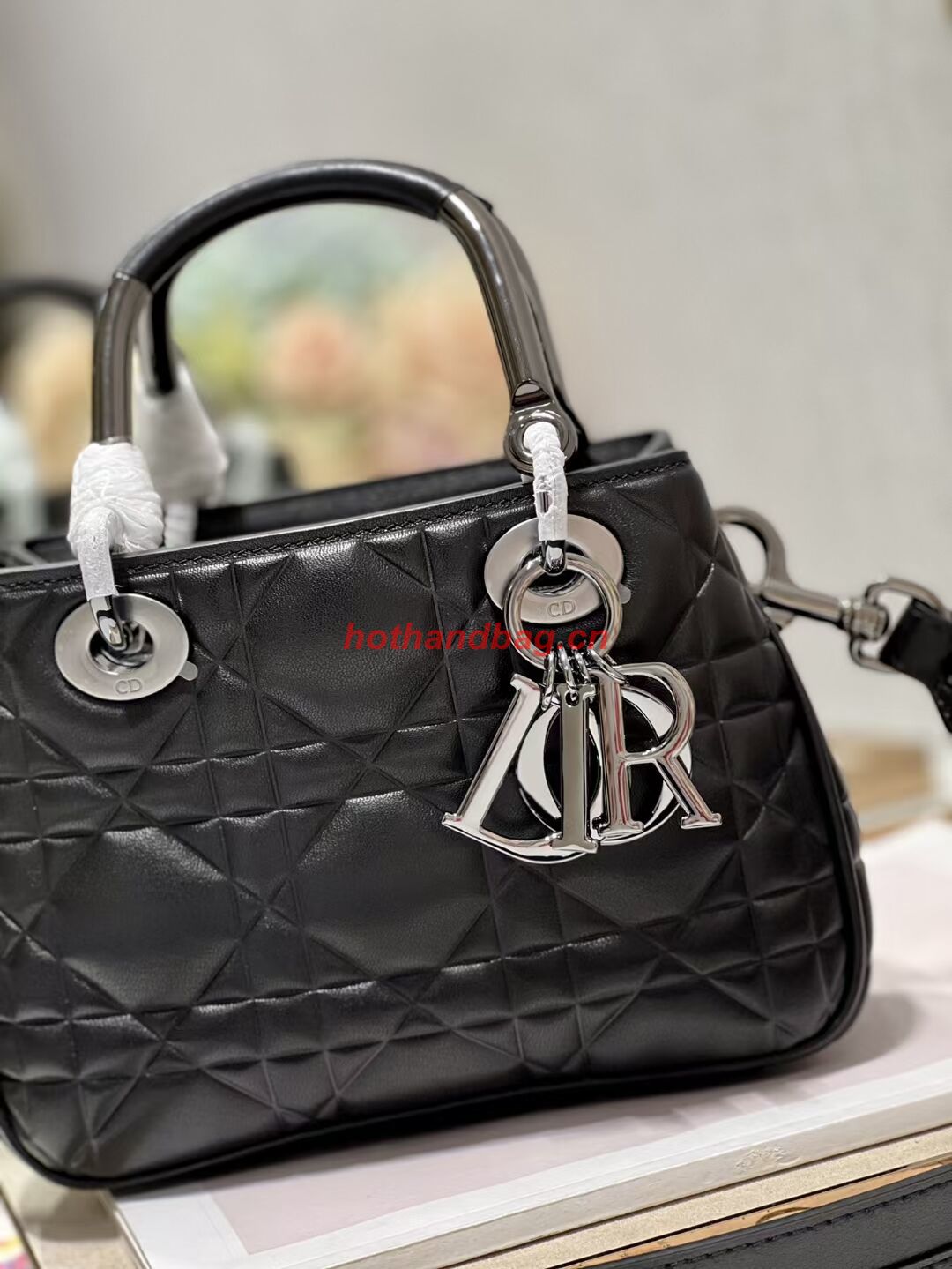 LADY DIOR TOP HANDLE SMALL BAG Cannage Lambskin C9228 BLACK&BLACK LADY DIOR TOP HANDLE SMALL BAG Cannage Lambskin C9228 BLACK&BLACK
