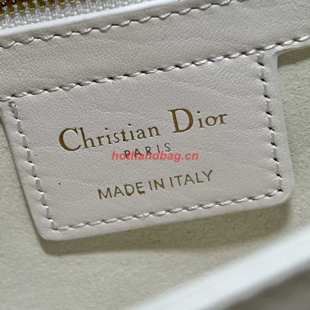 LADY DIOR TOP HANDLE SMALL BAG Latte Cannage Lambskin C9228 WHITE&GOLD LADY DIOR TOP HANDLE SMALL BAG Latte Cannage Lambskin C9228 WHITE&GOLD