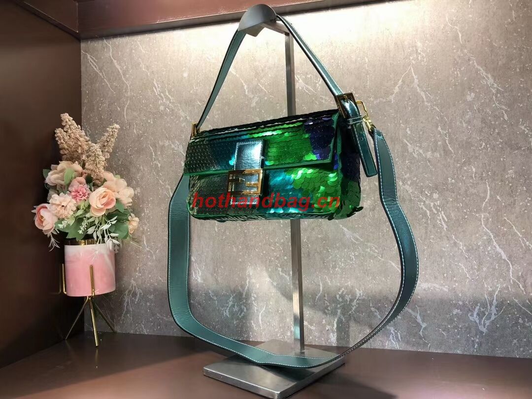 Fendi Baguette sequin and leather bag 8BR600 blue Fendi Baguette sequin and leather bag 8BR600 blue