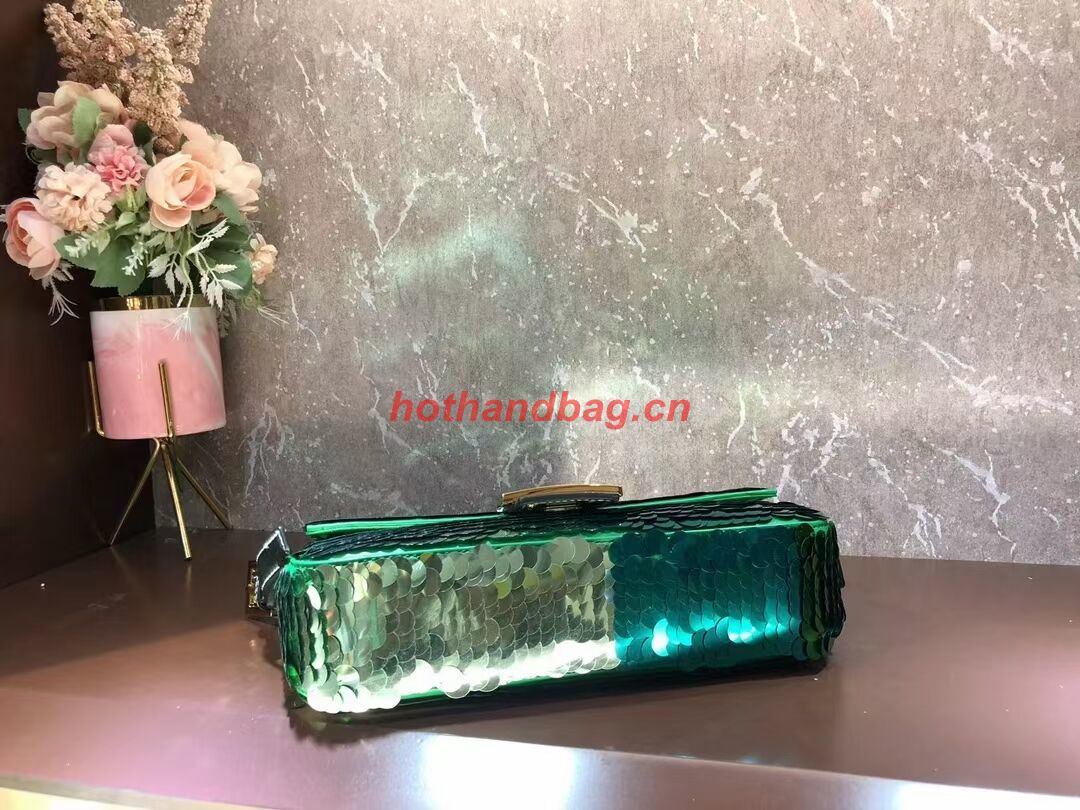 Fendi Baguette sequin and leather bag 8BR600 blue Fendi Baguette sequin and leather bag 8BR600 blue