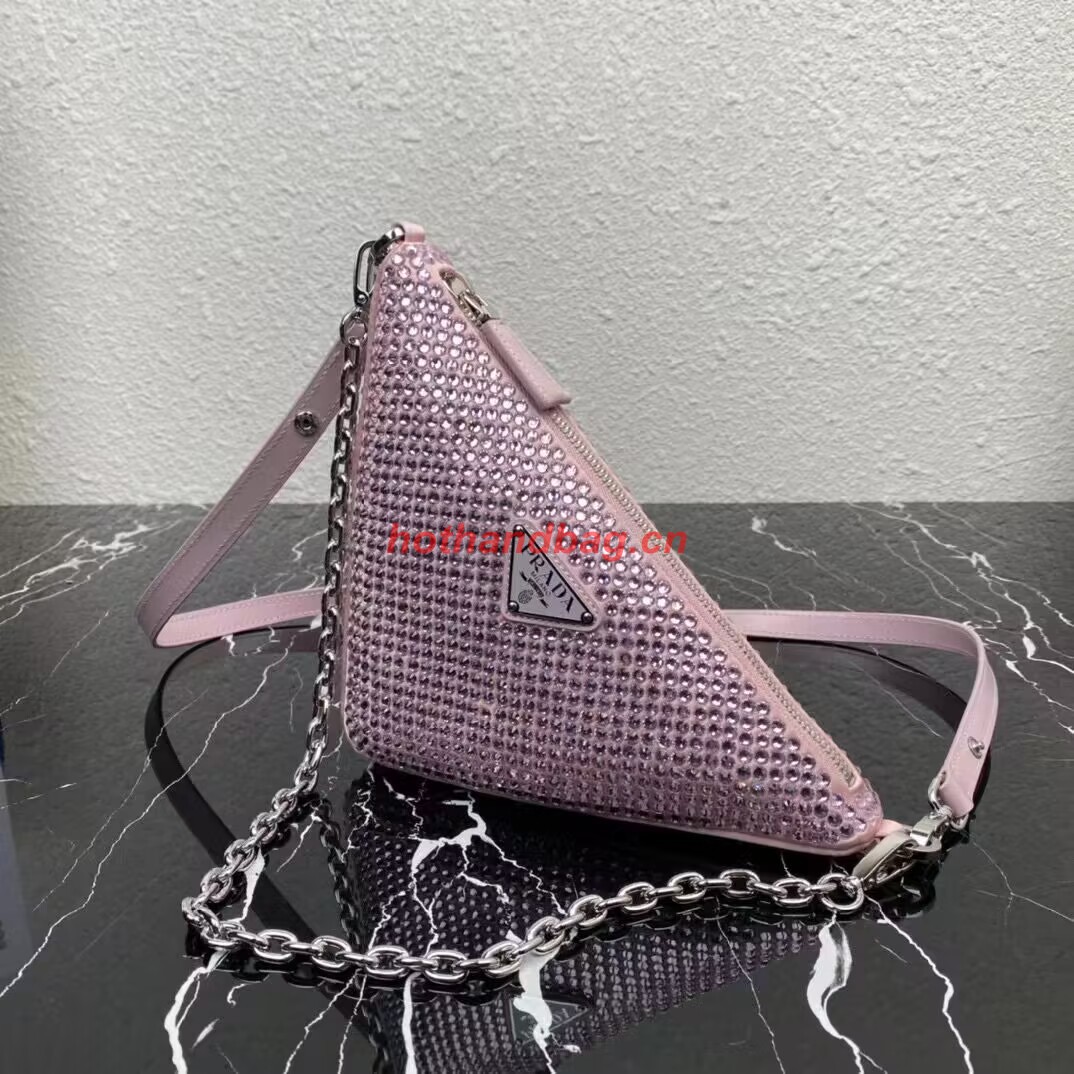 Prada Crystal-studded satin pouch 1NQ044 pink Prada Crystal-studded satin pouch 1NQ044 pink