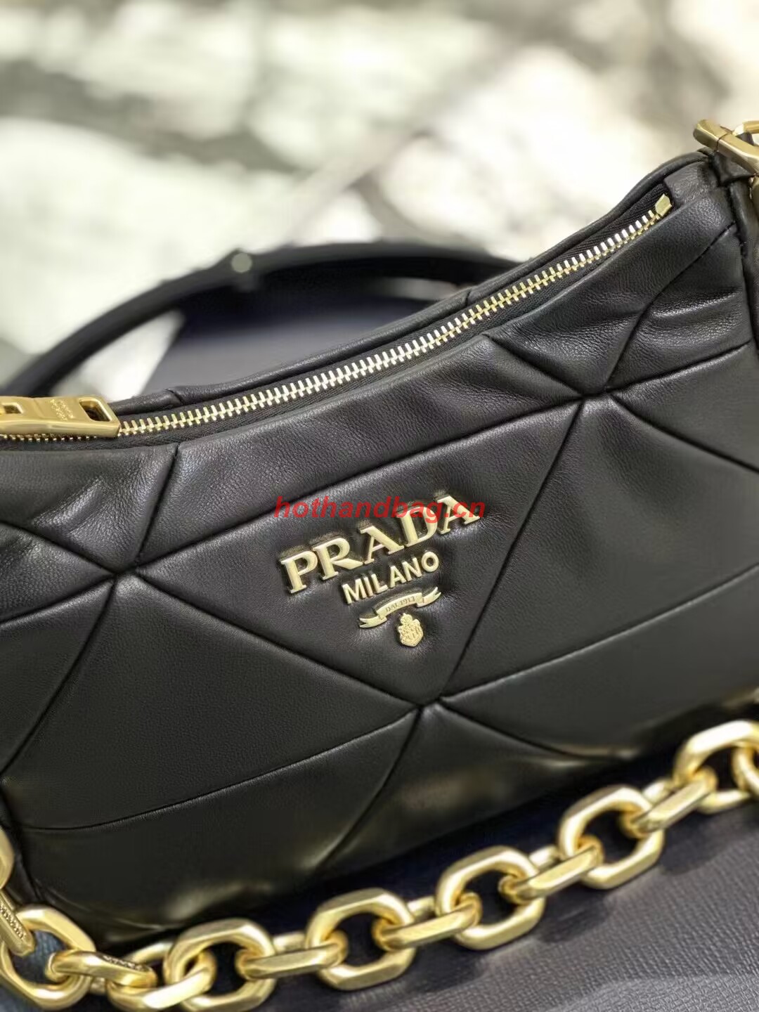 Prada leather shoulder bag 1BH117 black Prada leather shoulder bag 1BH117 black