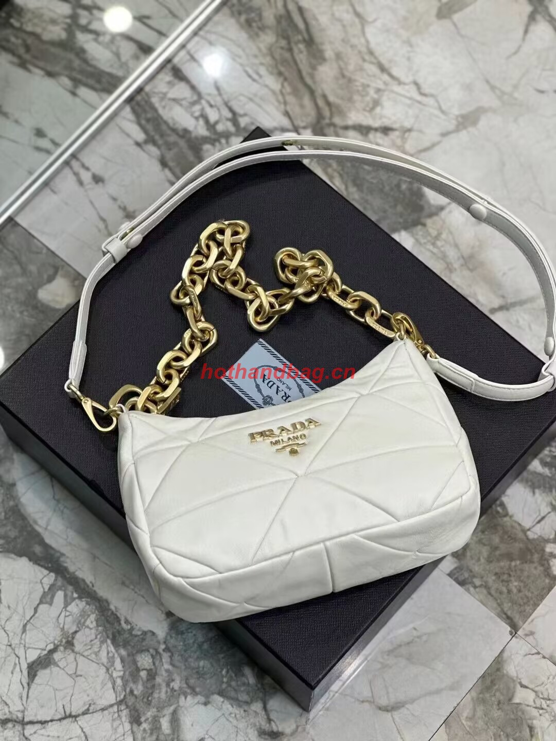 Prada leather shoulder bag 1BH117 white Prada leather shoulder bag 1BH117 white