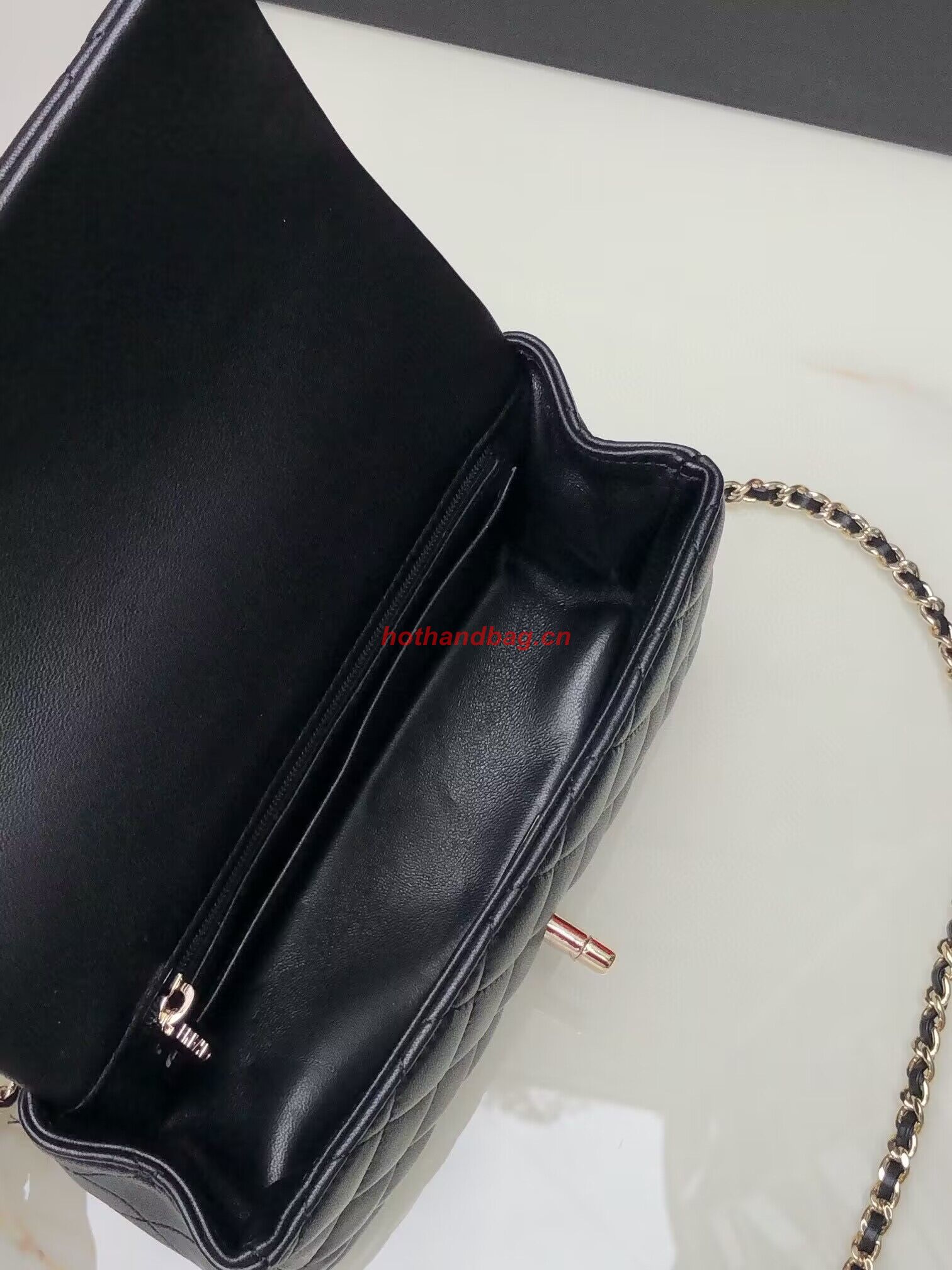 CHANEL mini flap bag with top handle AS2431 Black&Gold-Tone CHANEL mini flap bag with top handle AS2431 Black&Gold-Tone