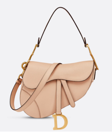 DIOR SADDLE BAG WITH STRAP Sand Pink Grained Calfskin M0455CBA DIOR SADDLE BAG WITH STRAP Sand Pink Grained Calfskin M0455CBA