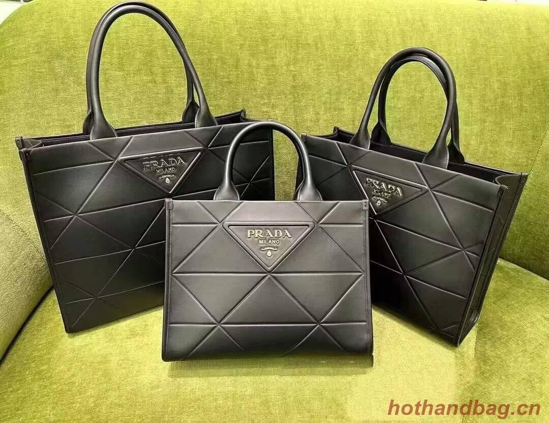 Medium leather Prada Symbole bag with topstitching 1BA378 black Medium leather Prada Symbole bag with topstitching 1BA378 black