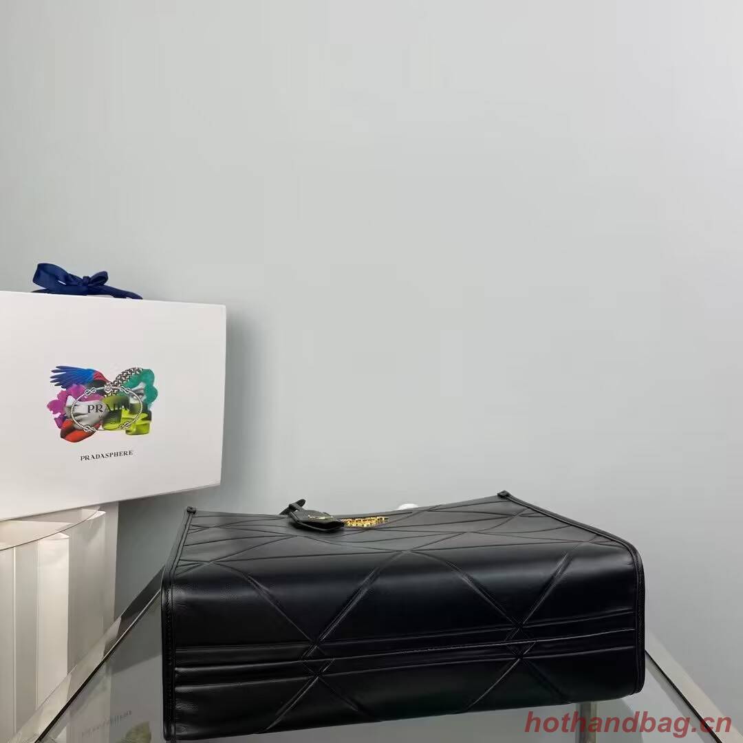 Medium leather Prada Symbole bag with topstitching 1BA378 black Medium leather Prada Symbole bag with topstitching 1BA378 black