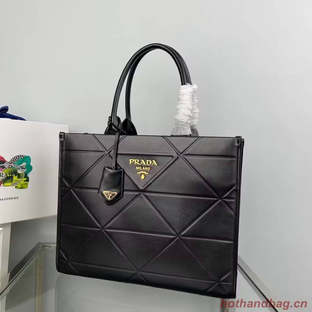 Medium leather Prada Symbole bag with topstitching 1BA378 black Medium leather Prada Symbole bag with topstitching 1BA378 black