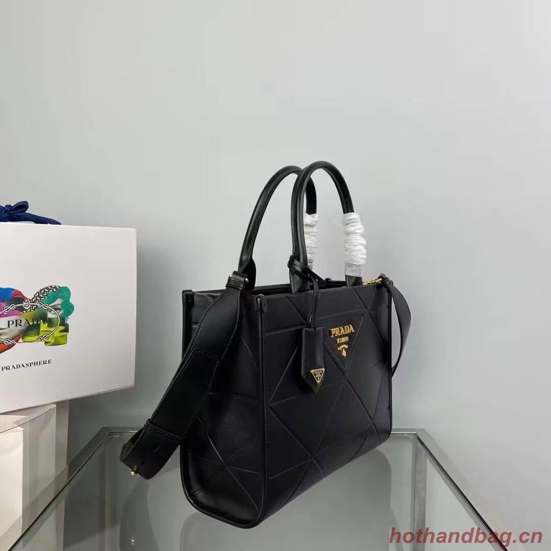 Small leather Prada Symbole bag with topstitching 1HH039 black Small leather Prada Symbole bag with topstitching 1HH039 black