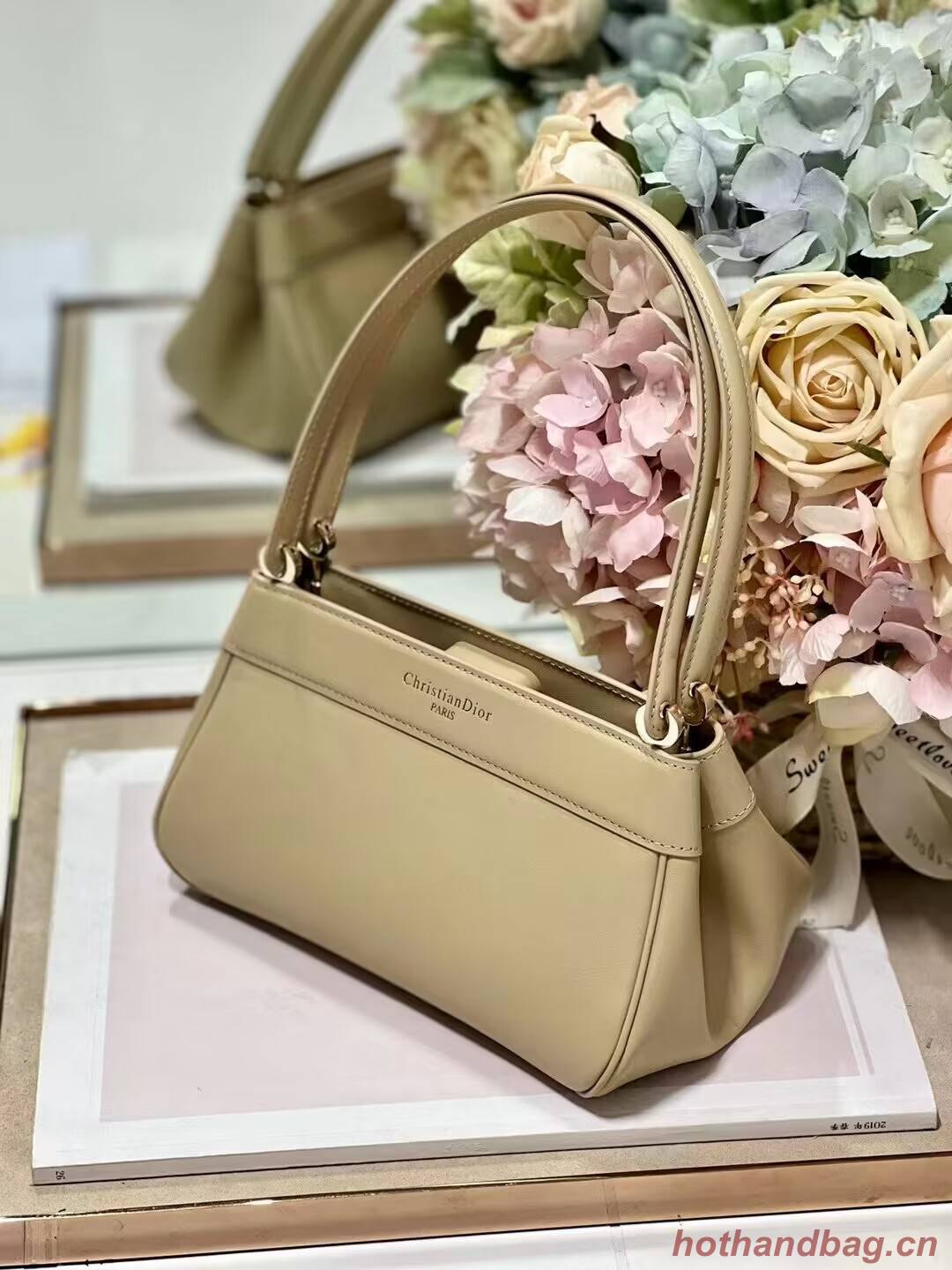 SMALL DIOR KEY BAG Box Calfskin M1844O Sand-Colored SMALL DIOR KEY BAG Box Calfskin M1844O Sand-Colored