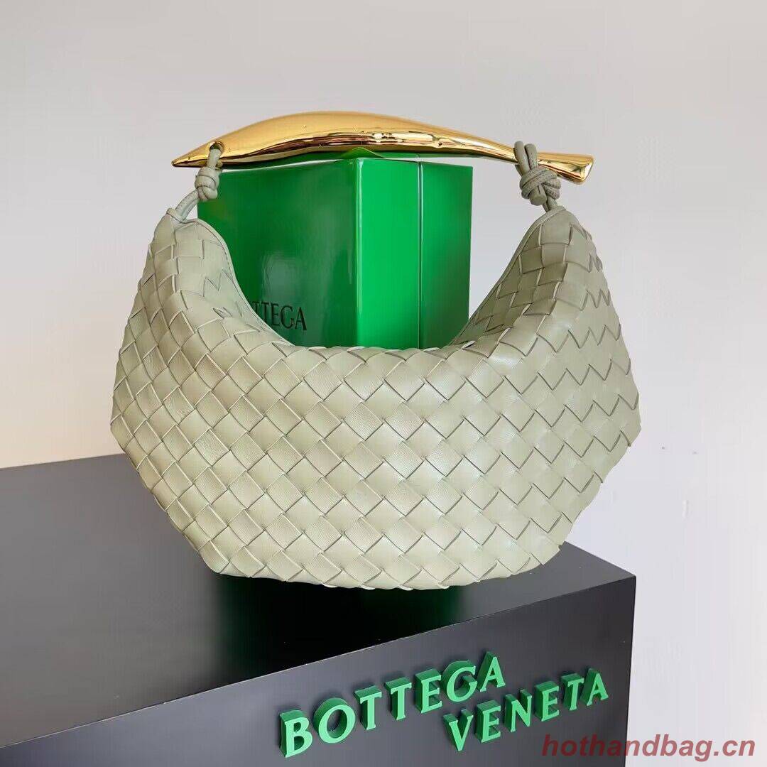 Bottega Veneta Sardine Intrecciato Gold Hardware Handle Bag 716082 Gray Green Bottega Veneta Sardine Intrecciato Gold Hardware Handle Bag 716082 Gray Green