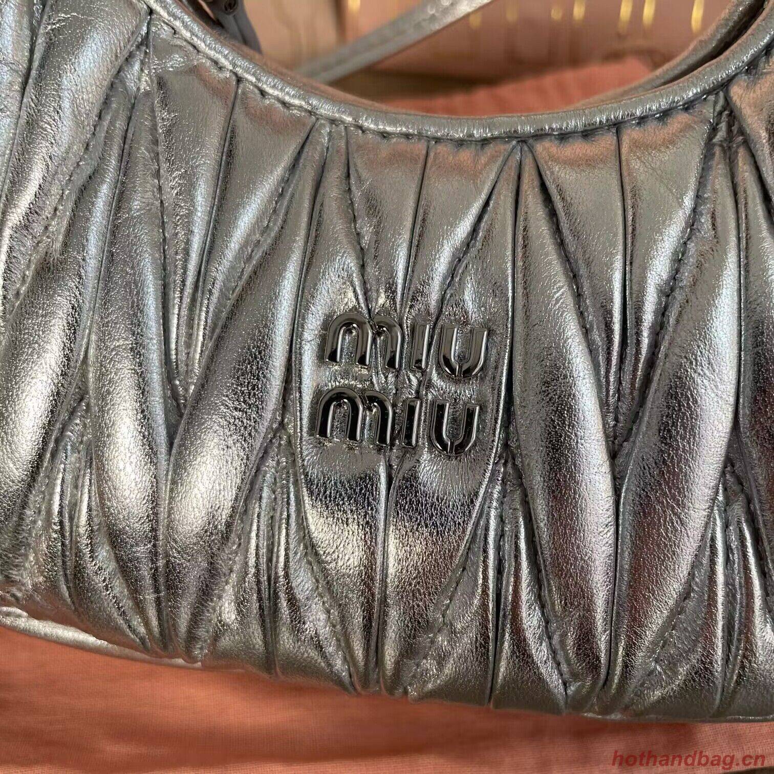 Miu Miu Wander Matelasse Original Sheepskin Mini Bag 5BP078 Silver Miu Miu Wander Matelasse Original Sheepskin Mini Bag 5BP078 Silver