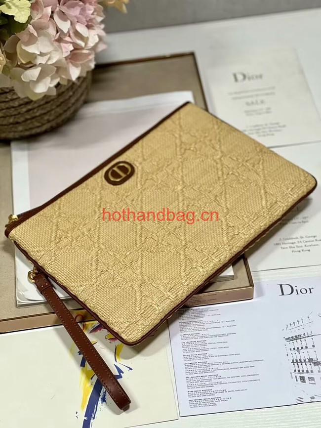 LARGE DIOR CARO DAILY POUCH Natural Cannage Raffia S5086UWHC LARGE DIOR CARO DAILY POUCH Natural Cannage Raffia S5086UWHC