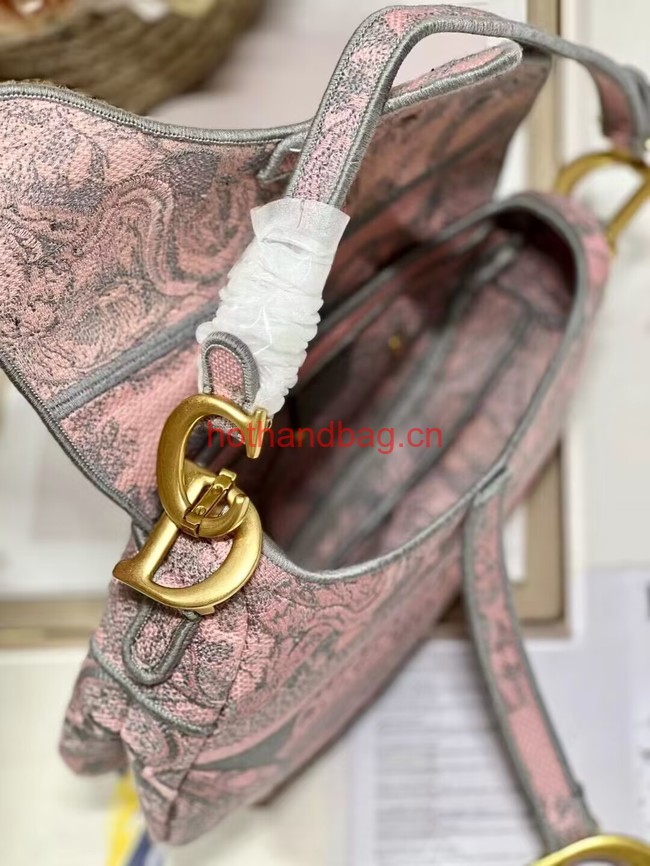 Dior SADDLE BAG Pink Toile de Jouy Reverse Embroidery M0446CEUP Dior SADDLE BAG Pink Toile de Jouy Reverse Embroidery M0446CEUP