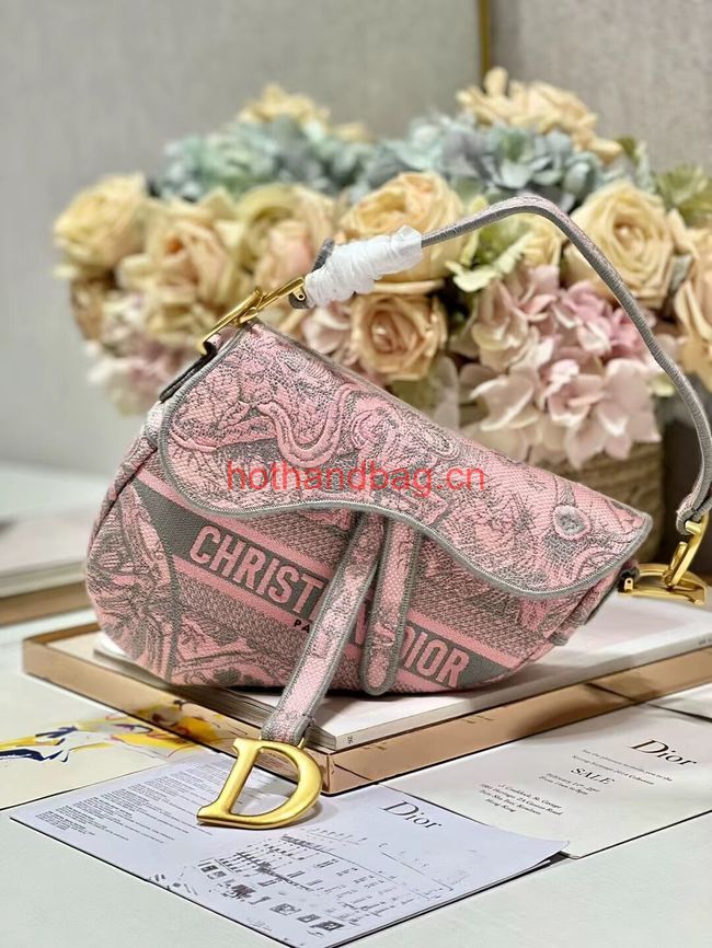 Dior SADDLE BAG Pink Toile de Jouy Reverse Embroidery M0446CEUP Dior SADDLE BAG Pink Toile de Jouy Reverse Embroidery M0446CEUP