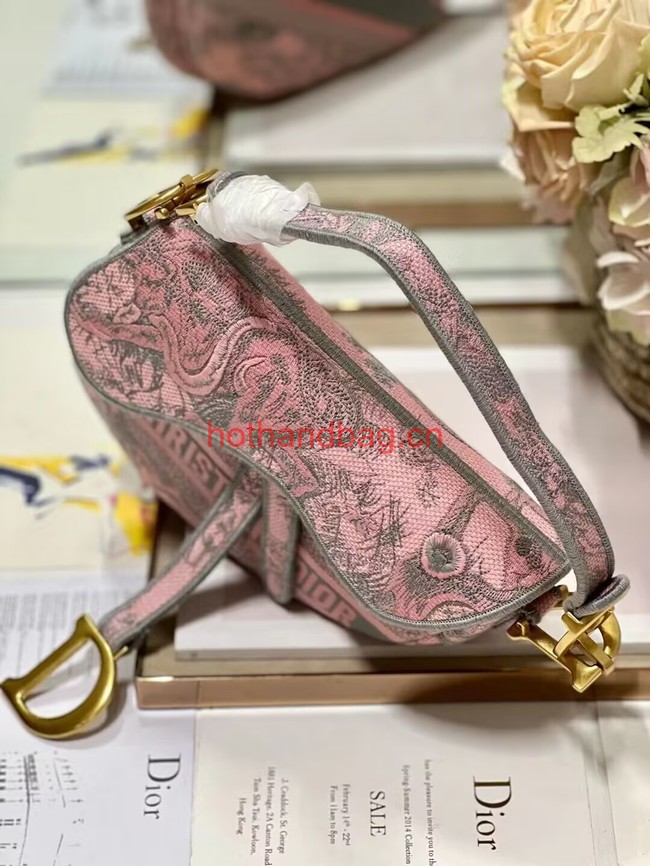 Dior SADDLE BAG Pink Toile de Jouy Reverse Embroidery M0446CEUP Dior SADDLE BAG Pink Toile de Jouy Reverse Embroidery M0446CEUP