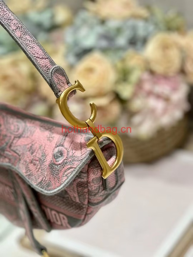 Dior SADDLE BAG Pink Toile de Jouy Reverse Embroidery M0446CEUP Dior SADDLE BAG Pink Toile de Jouy Reverse Embroidery M0446CEUP
