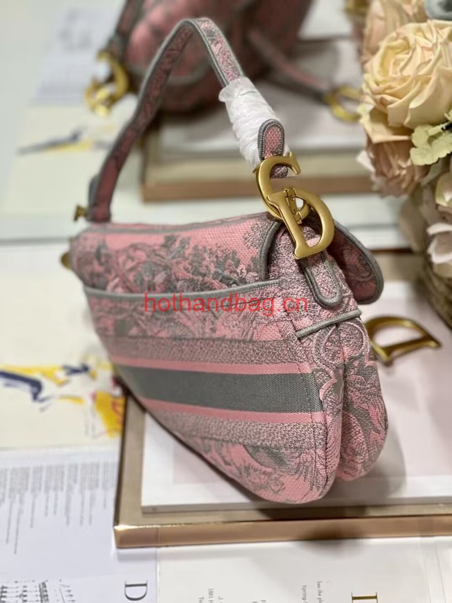 Dior SADDLE BAG Pink Toile de Jouy Reverse Embroidery M0446CEUP Dior SADDLE BAG Pink Toile de Jouy Reverse Embroidery M0446CEUP