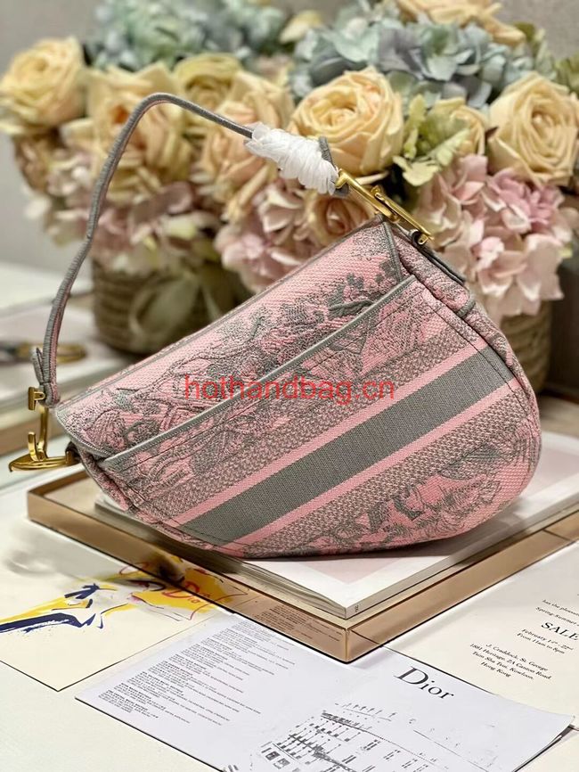 Dior SADDLE BAG Pink Toile de Jouy Reverse Embroidery M0446CEUP Dior SADDLE BAG Pink Toile de Jouy Reverse Embroidery M0446CEUP