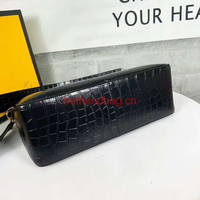 Fendi O Lock Zipper Crocodiles leather bag F1068 black Fendi O Lock Zipper Crocodiles leather bag F1068 black