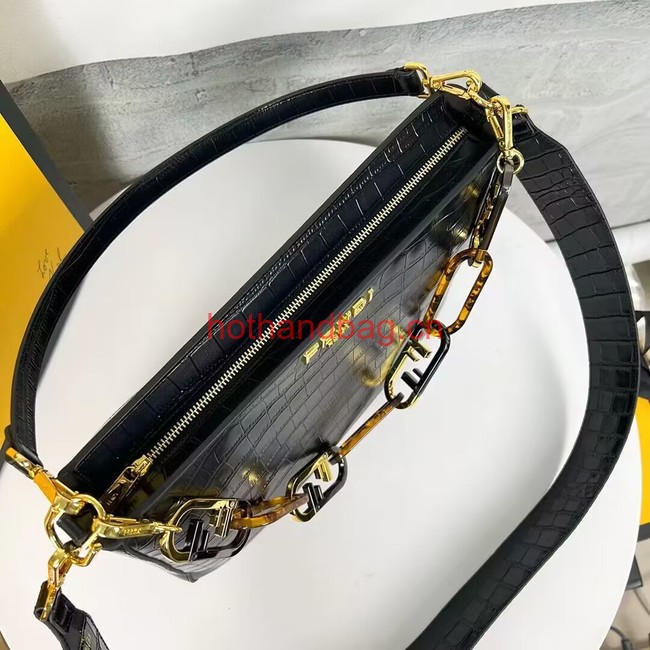 Fendi O Lock Zipper Crocodiles leather bag F1068 black Fendi O Lock Zipper Crocodiles leather bag F1068 black