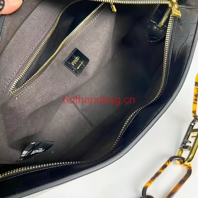 Fendi O Lock Zipper Crocodiles leather bag F1068 black Fendi O Lock Zipper Crocodiles leather bag F1068 black