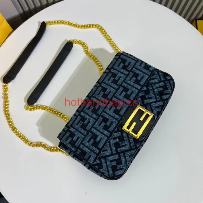 Fendi Baguette canvas bag with FF embroidery F1531 blue