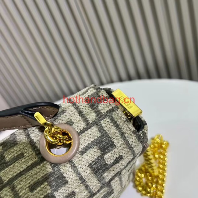 Fendi Baguette canvas bag with FF embroidery F1531 gray Fendi Baguette canvas bag with FF embroidery F1531 gray