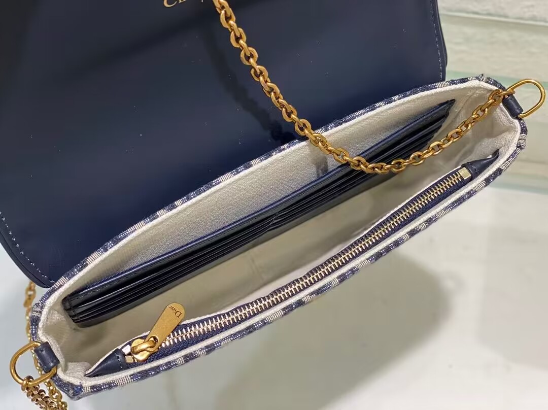 DIOR SADDLE POUCH WITH CHAIN Blue Dior Oblique Jacquard S5907CT DIOR SADDLE POUCH WITH CHAIN Blue Dior Oblique Jacquard S5907CT