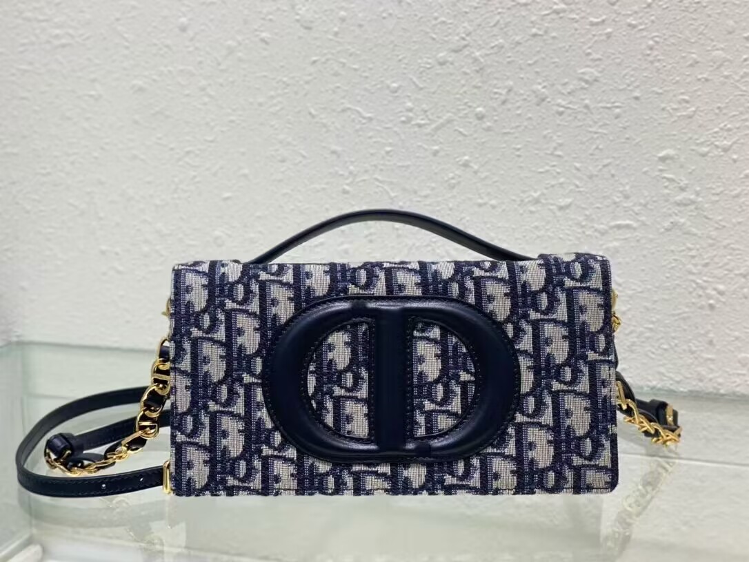 Dior CD SIGNATURE MINI BAG Blue Oblique Jacquard S2209U Dior CD SIGNATURE MINI BAG Blue Oblique Jacquard S2209U