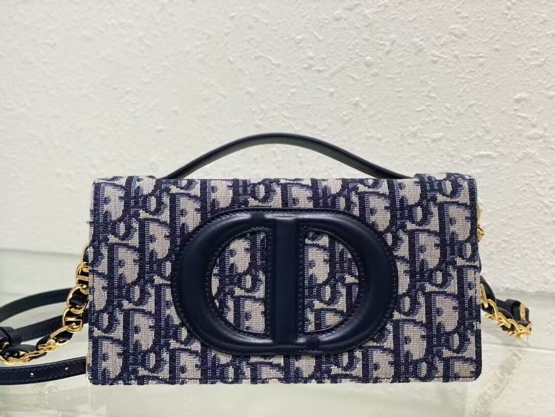 Dior CD SIGNATURE MINI BAG Blue Oblique Jacquard S2209U Dior CD SIGNATURE MINI BAG Blue Oblique Jacquard S2209U